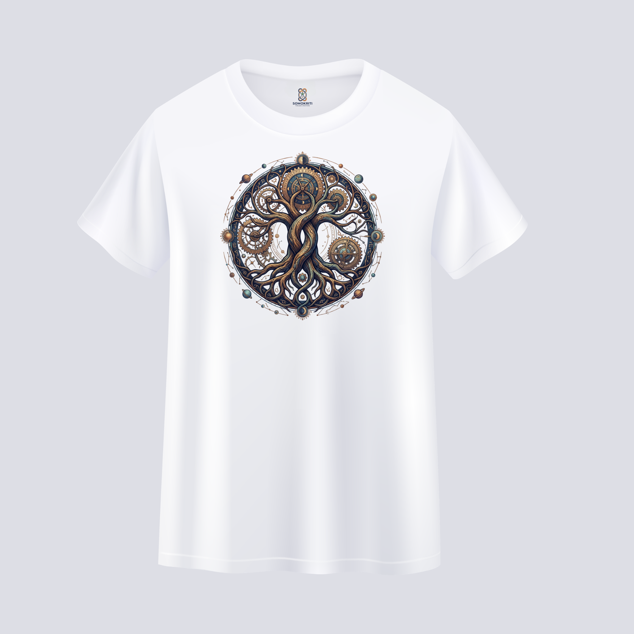 Somokriti Unisex Premium Cotton Printed T-Shirt - The Cosmic Engine | Regular Fit, Half Sleeve, Round Neck