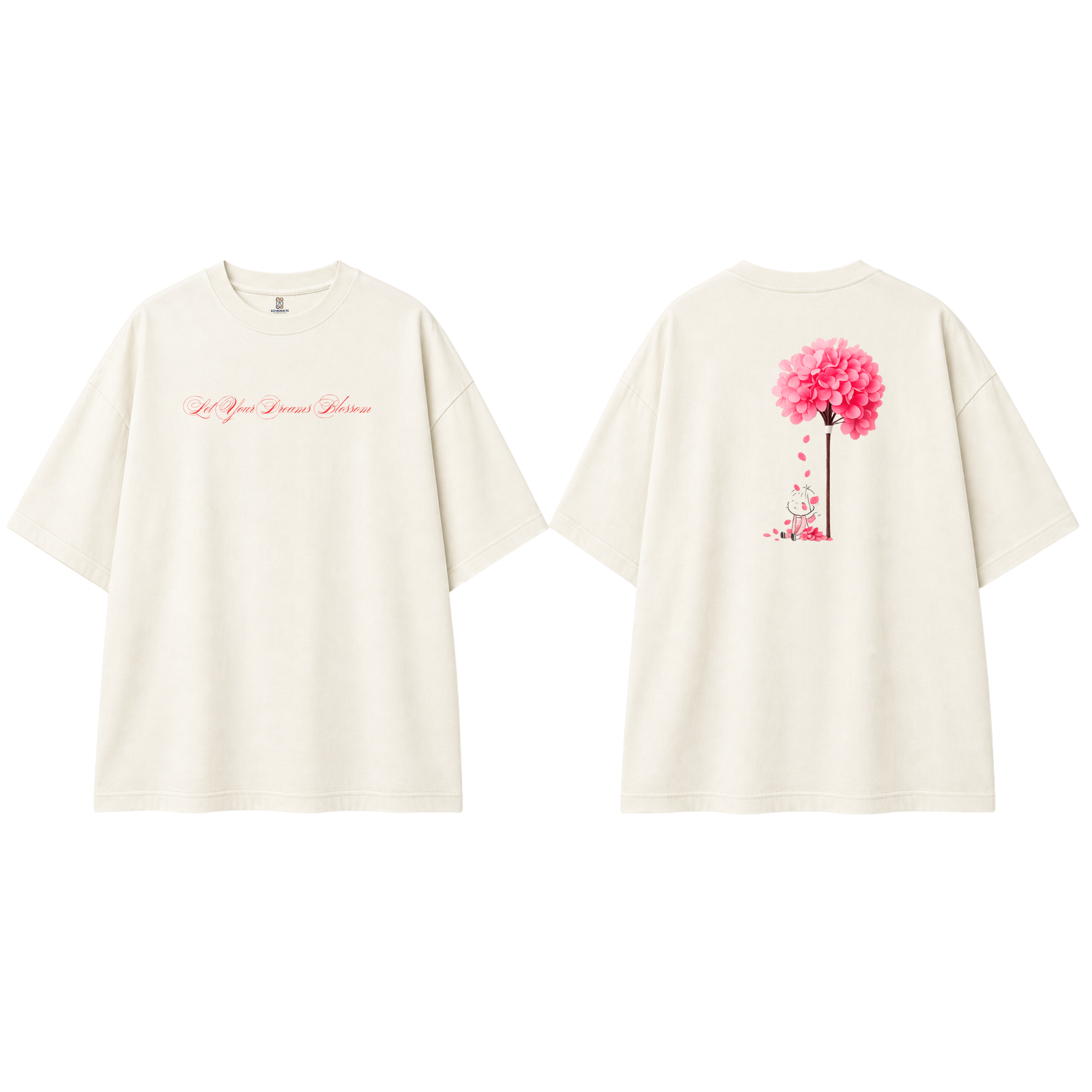 Somokriti Premium Cotton Printed T-Shirt - Dreams Blossom | Oversized Fit, Half Sleeve, Round Neck | Girls, Women