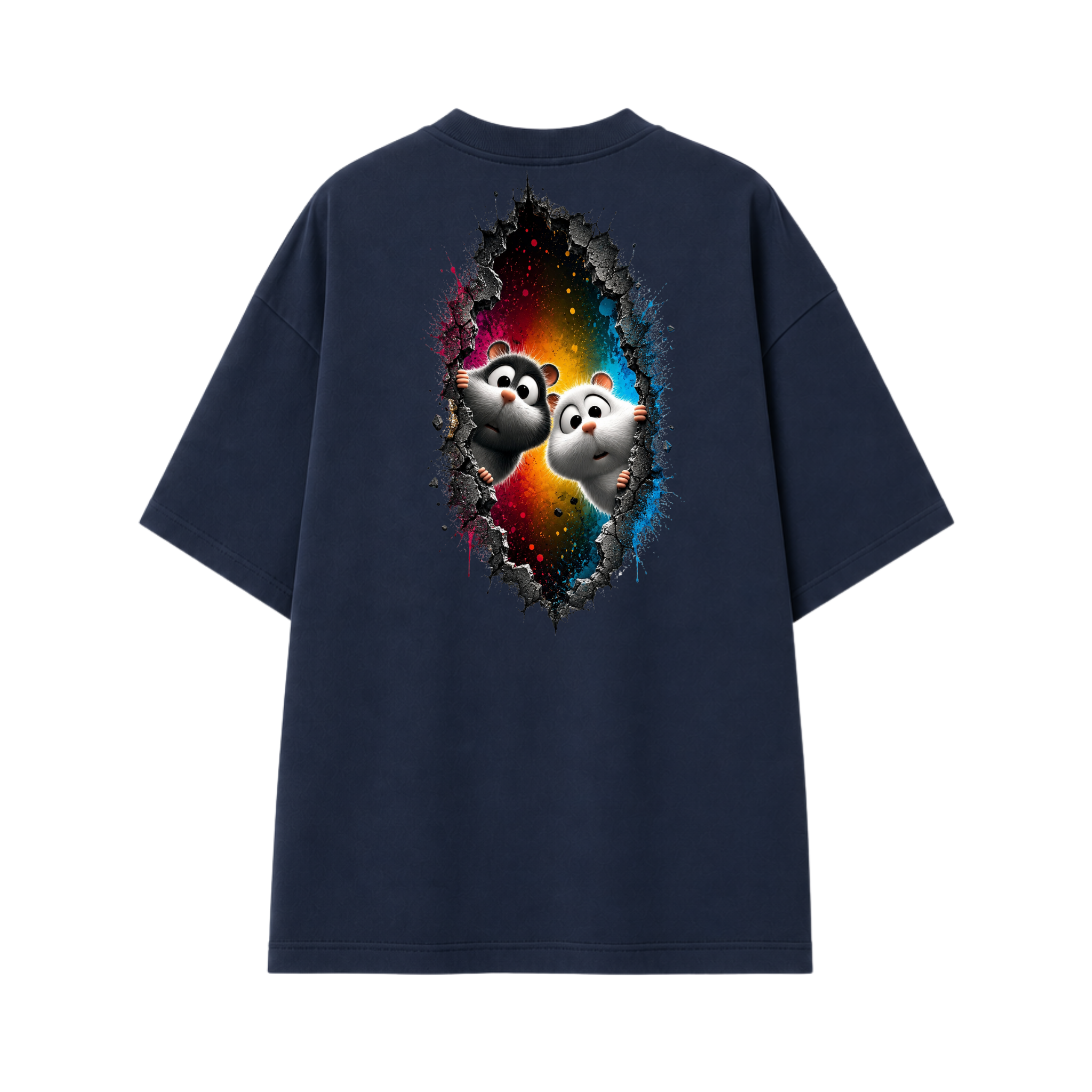 Somokriti Premium Cotton Printed T-Shirt - Curious Duo | Oversized Fit, Half Sleeve, Round Neck | Unisex