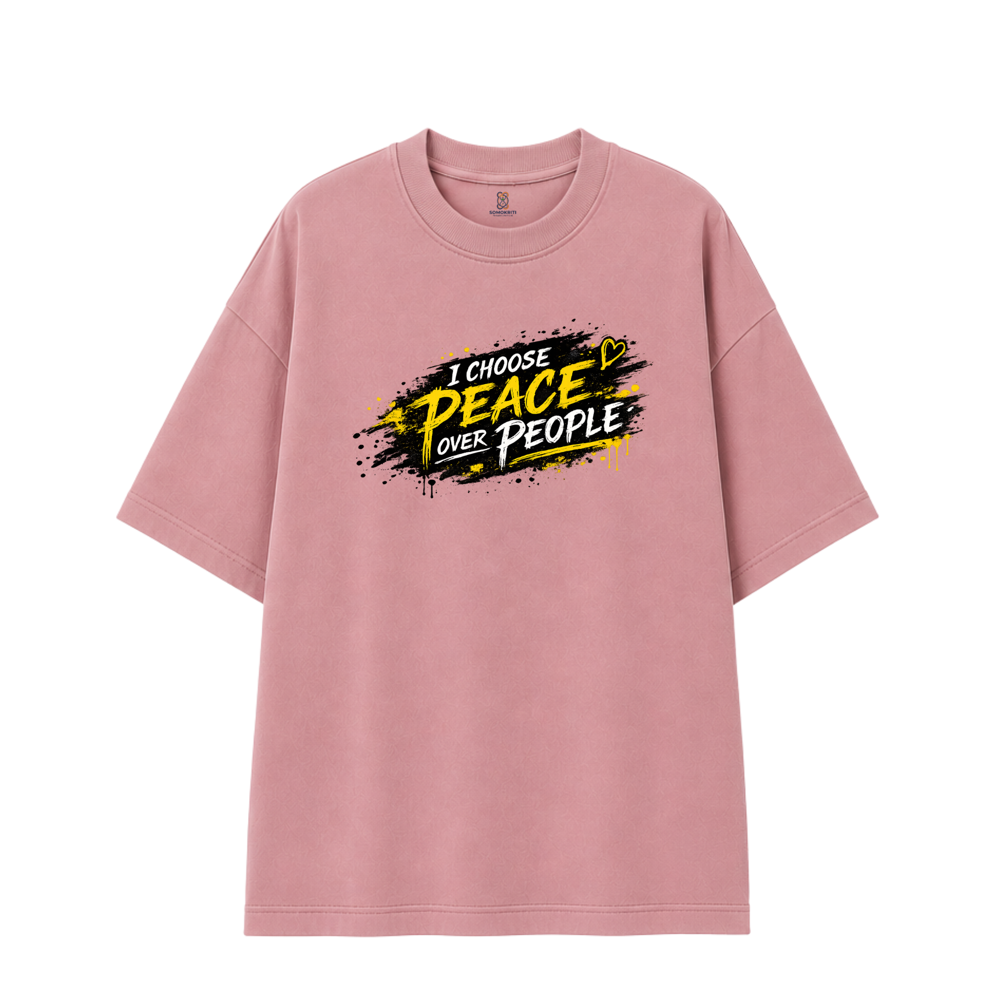 Somokriti Premium Cotton Printed T-Shirt - Choose Peace | Oversized Fit, Half Sleeve, Round Neck | Unisex