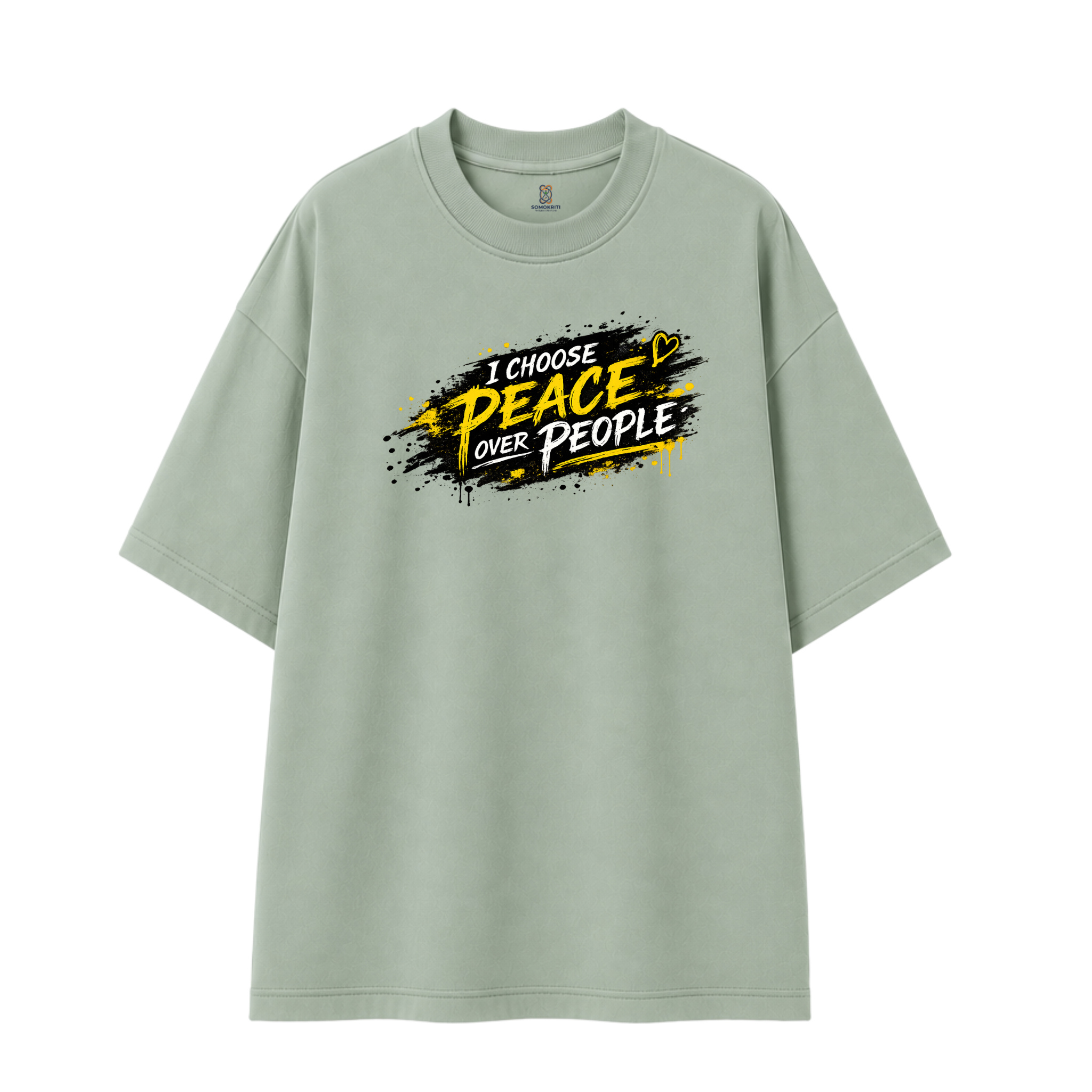 Somokriti Premium Cotton Printed T-Shirt - Choose Peace | Oversized Fit, Half Sleeve, Round Neck | Unisex