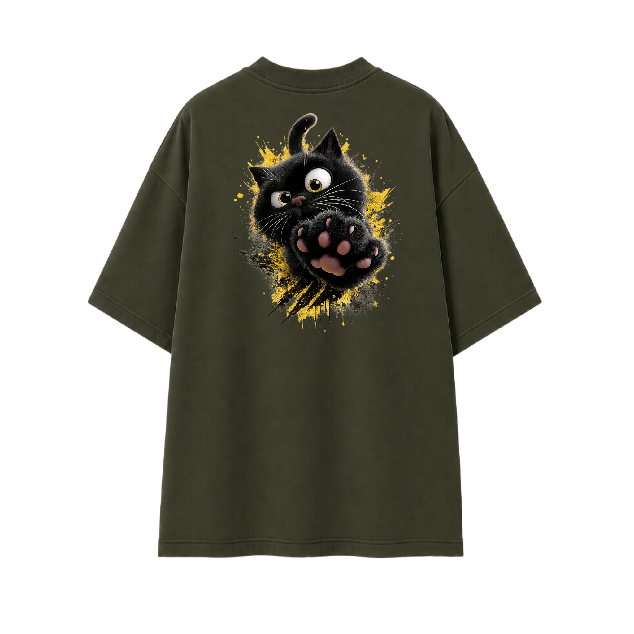 Somokriti Premium Cotton Printed T-Shirt - Midnight Paws | Oversized Fit, Half Sleeve, Round Neck | Unisex