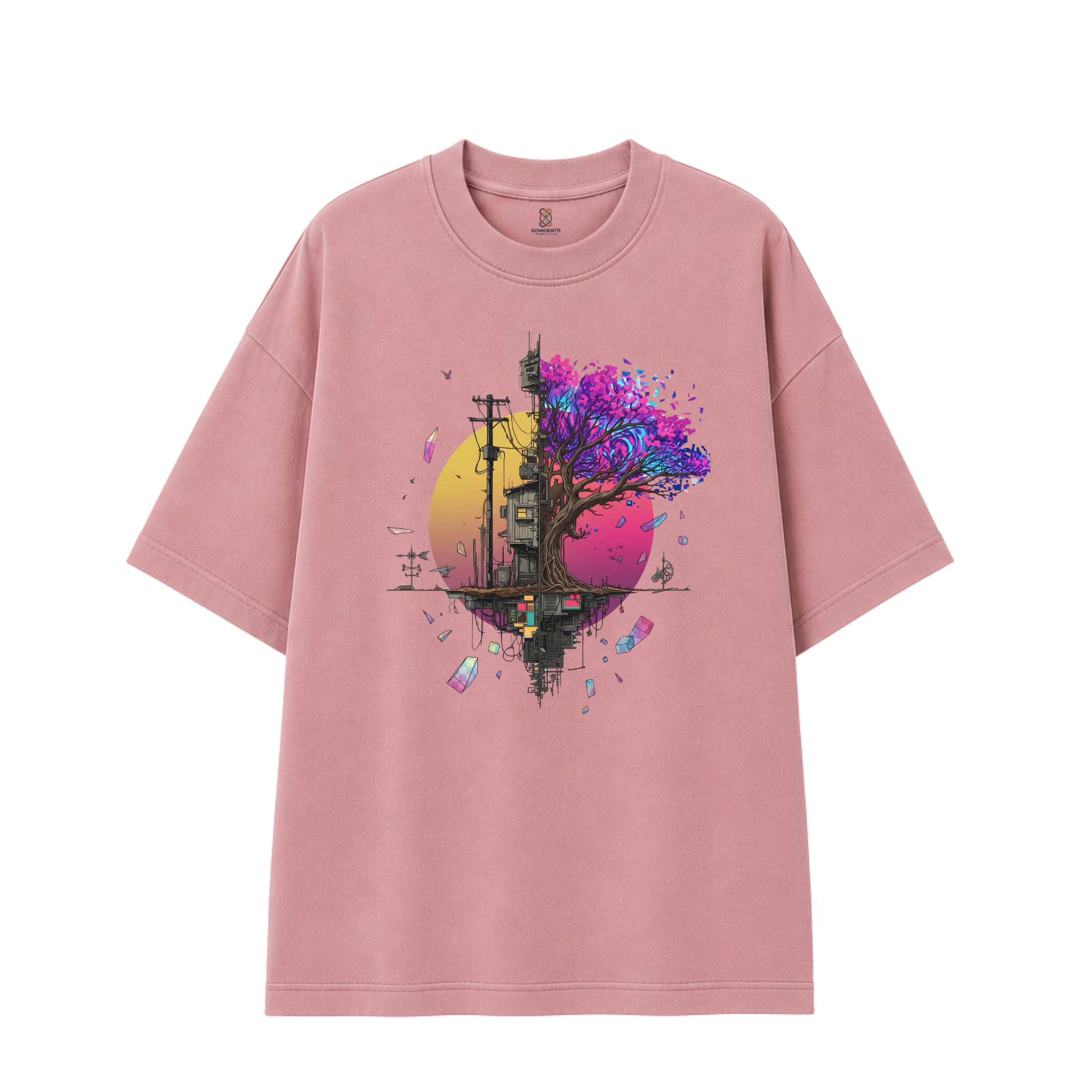 Somokriti Premium Cotton Printed T-Shirt - Urban Genesis | Oversized Fit, Half Sleeve, Round Neck | Unisex