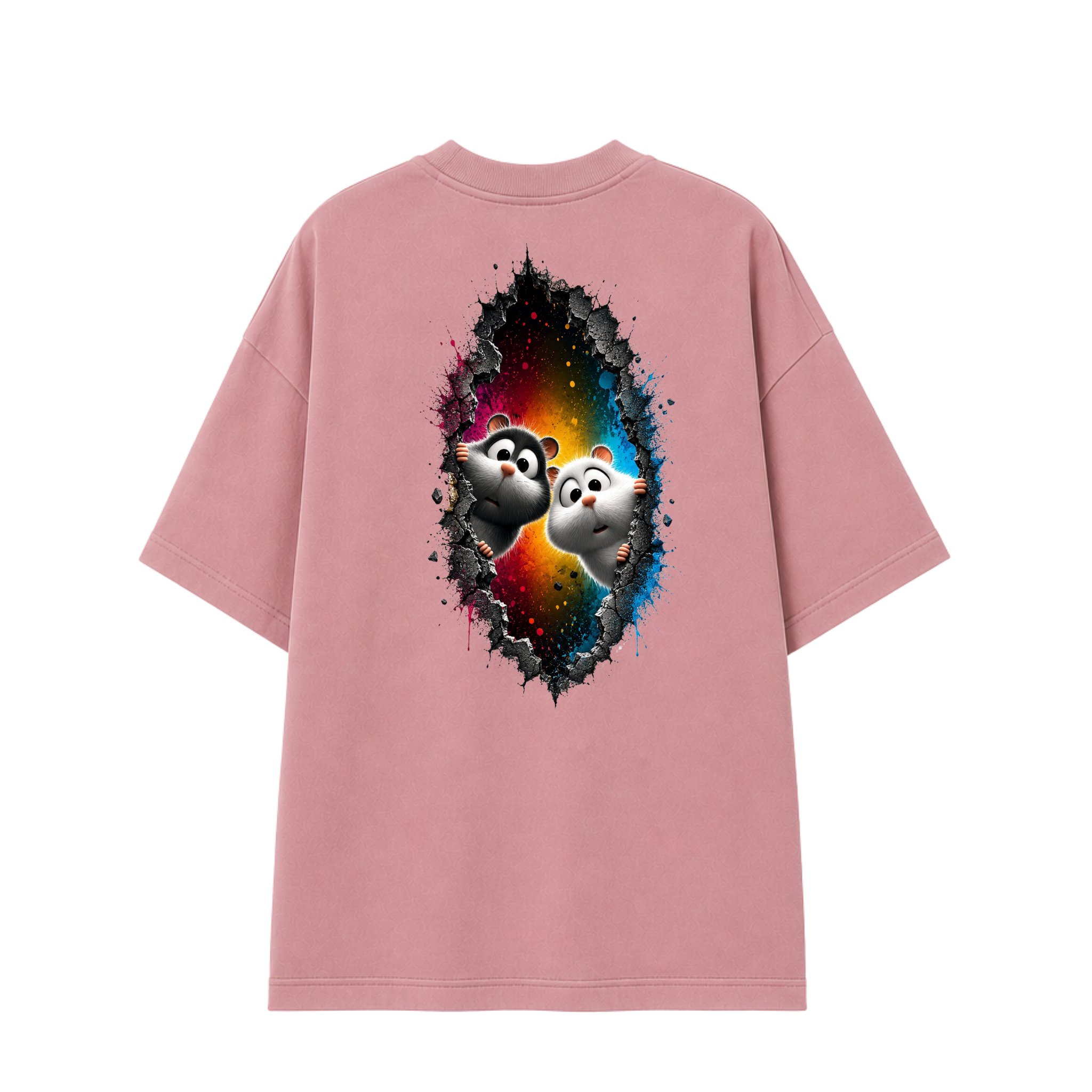 Somokriti Premium Cotton Printed T-Shirt - Curious Duo | Oversized Fit, Half Sleeve, Round Neck | Unisex