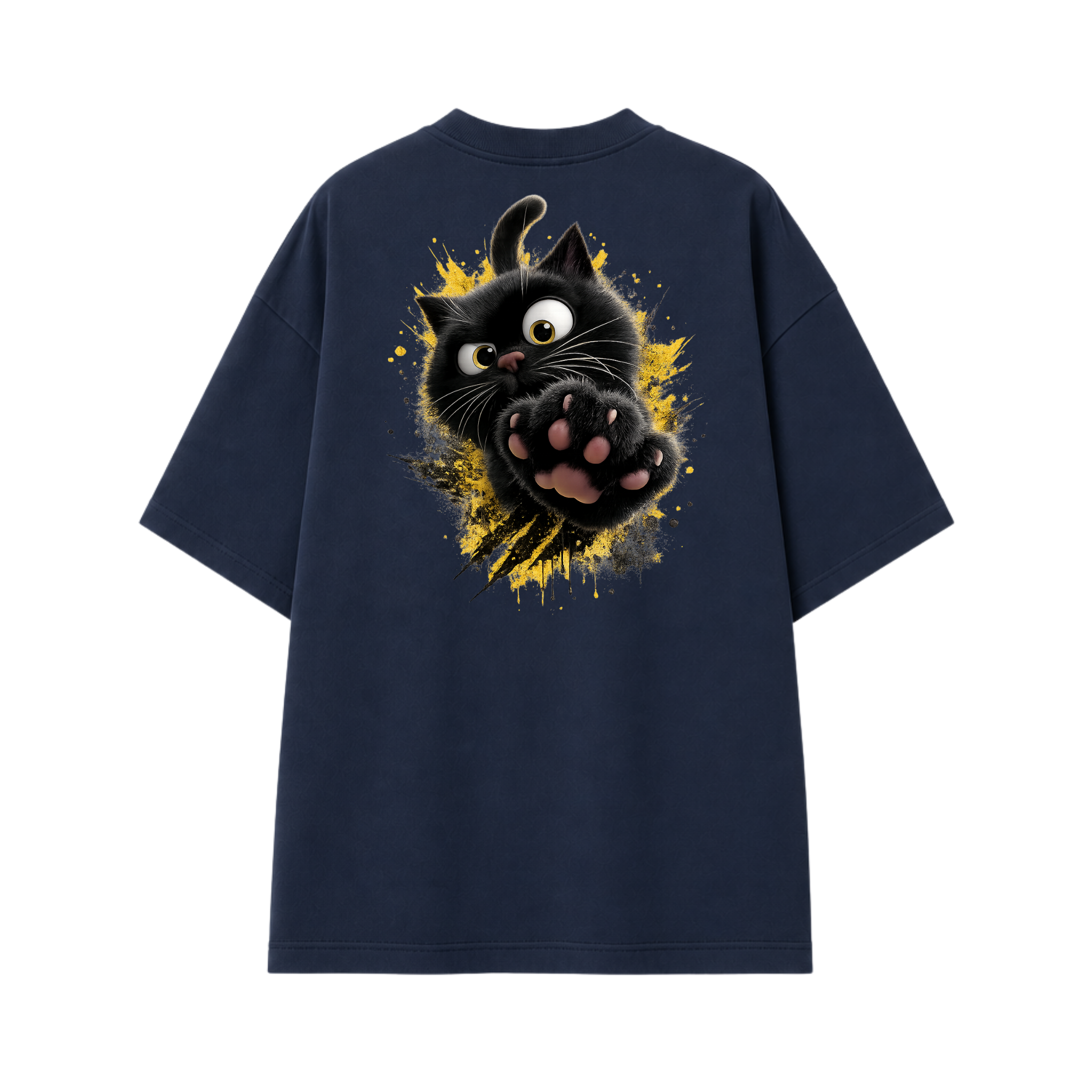 Somokriti Premium Cotton Printed T-Shirt - Midnight Paws | Oversized Fit, Half Sleeve, Round Neck | Unisex