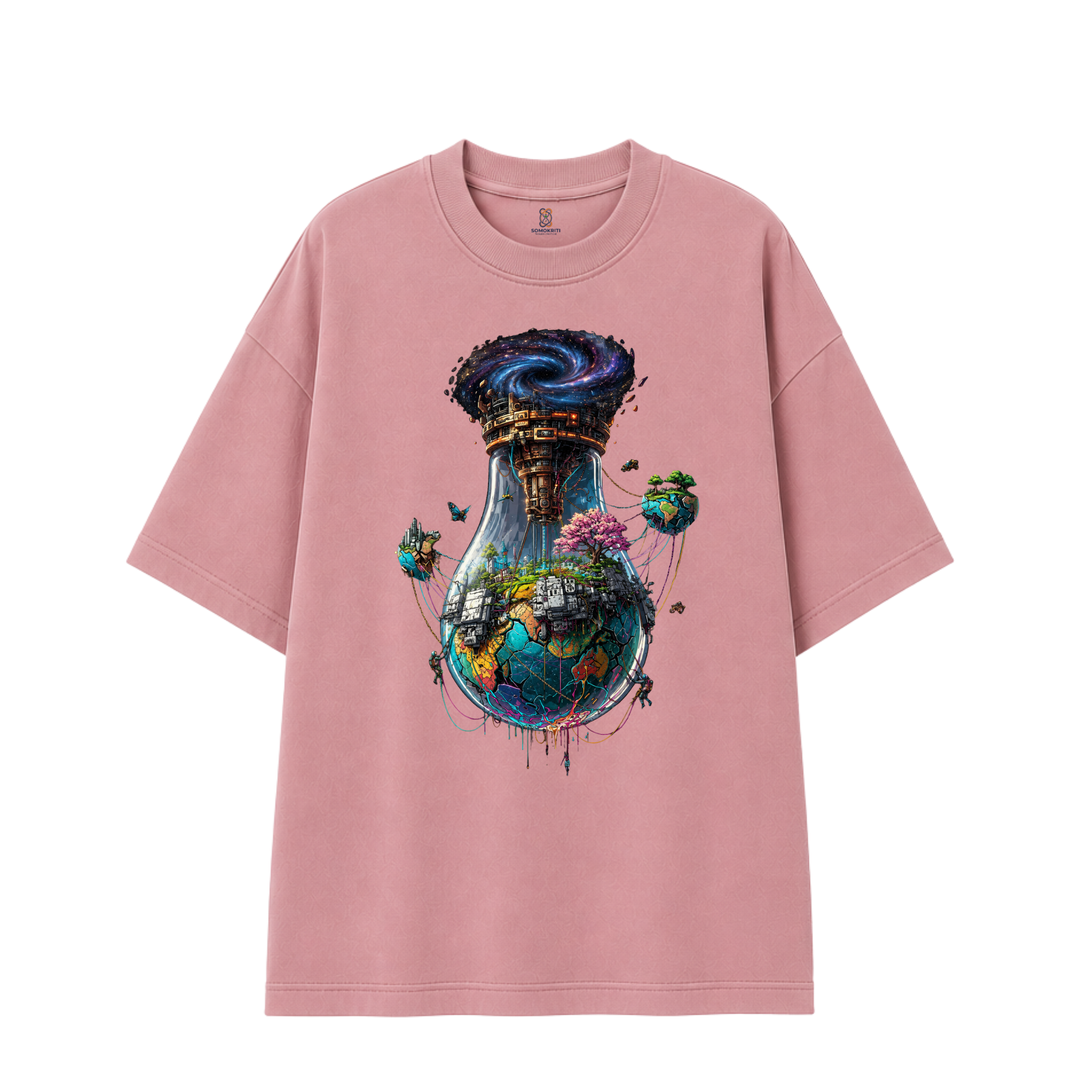 Somokriti Premium Cotton Printed T-Shirt - Stellar Sanctuary | Oversized Fit, Half Sleeve, Round Neck | Unisex