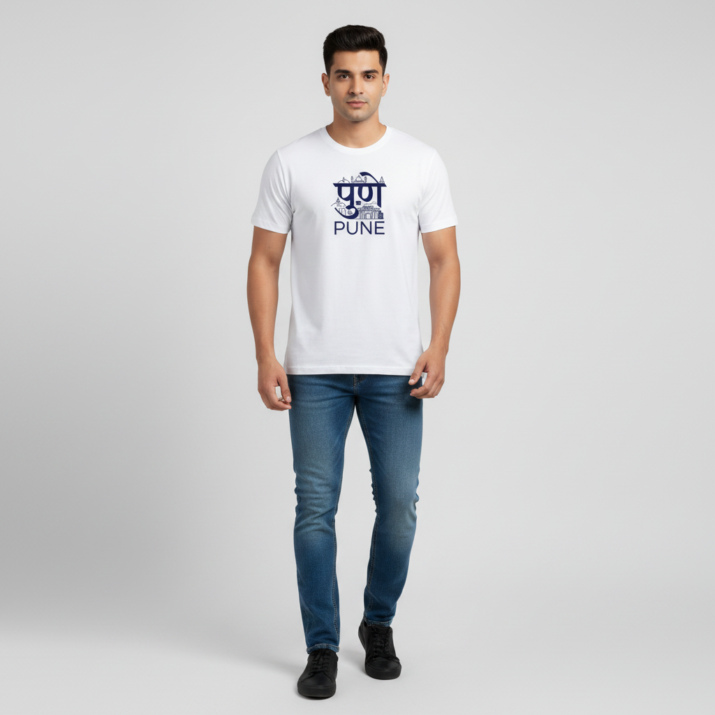Somokriti Unisex Premium Cotton Printed T-Shirt - The Cultural Capital | Pune Heritage | Regular Fit, Half Sleeve, Round Neck