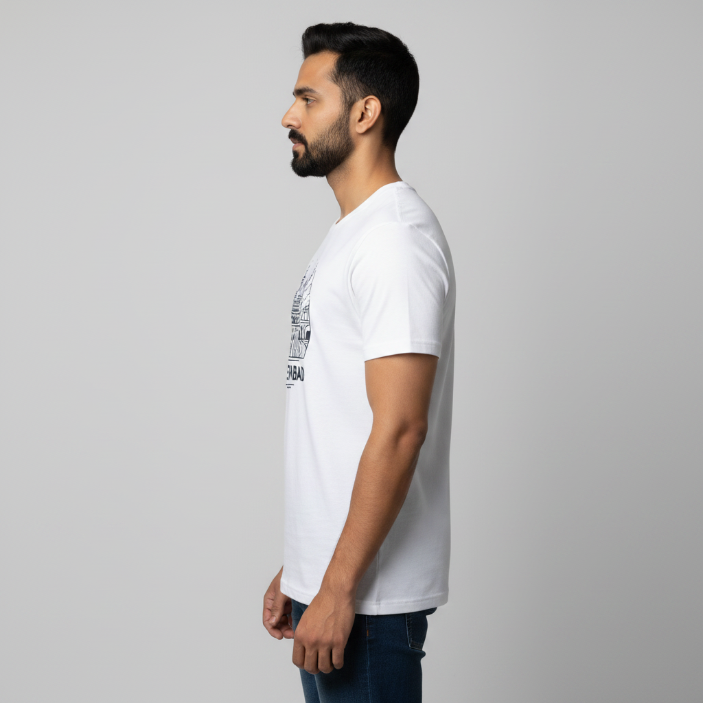 Somokriti Unisex Premium Cotton Printed T-Shirt - The Nizami Grandeur | Hyderabad Cityscape | Regular Fit, Half Sleeve, Round Neck