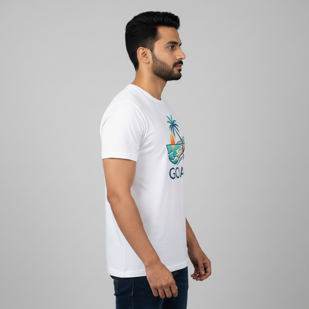 Somokriti Unisex Premium Cotton Printed T-Shirt - The Sunkissed Shore | Goa Paradise | Regular Fit, Half Sleeve, Round Neck