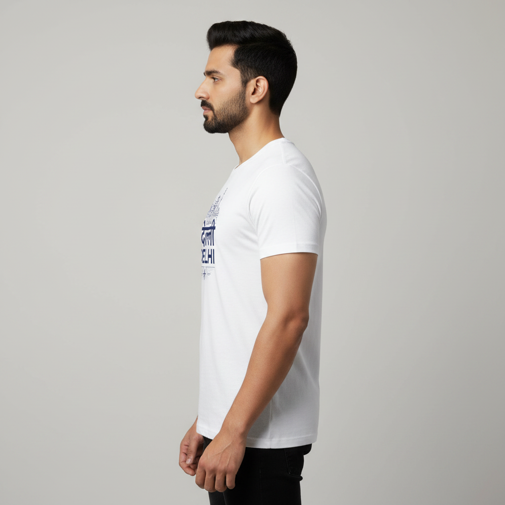 Somokriti Unisex Premium Cotton Printed T-Shirt - The Delhi Skyline | Minimalist Capital | Regular Fit, Half Sleeve, Round Neck