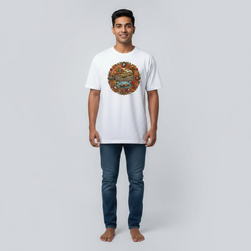 Somokriti Unisex Premium Cotton Printed T-Shirt - The Heritage Circle | Regular Fit, Half Sleeve, Round Neck