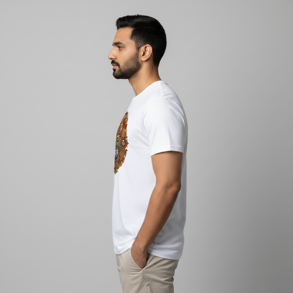 Somokriti Unisex Premium Cotton Printed T-Shirt - The Heritage Circle | Regular Fit, Half Sleeve, Round Neck