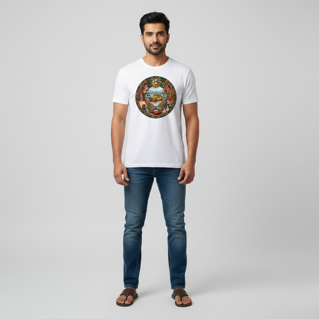 Somokriti Unisex Premium Cotton Printed T-Shirt - The Bengal Odyssey | Regular Fit, Half Sleeve, Round Neck