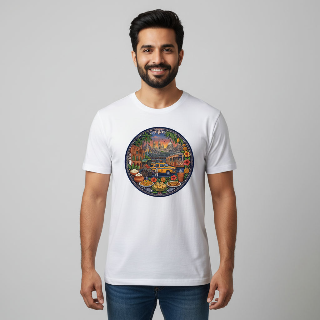 Somokriti Unisex Premium Cotton Printed T-Shirt - The City of Joy | Regular Fit, Half Sleeve, Round Neck