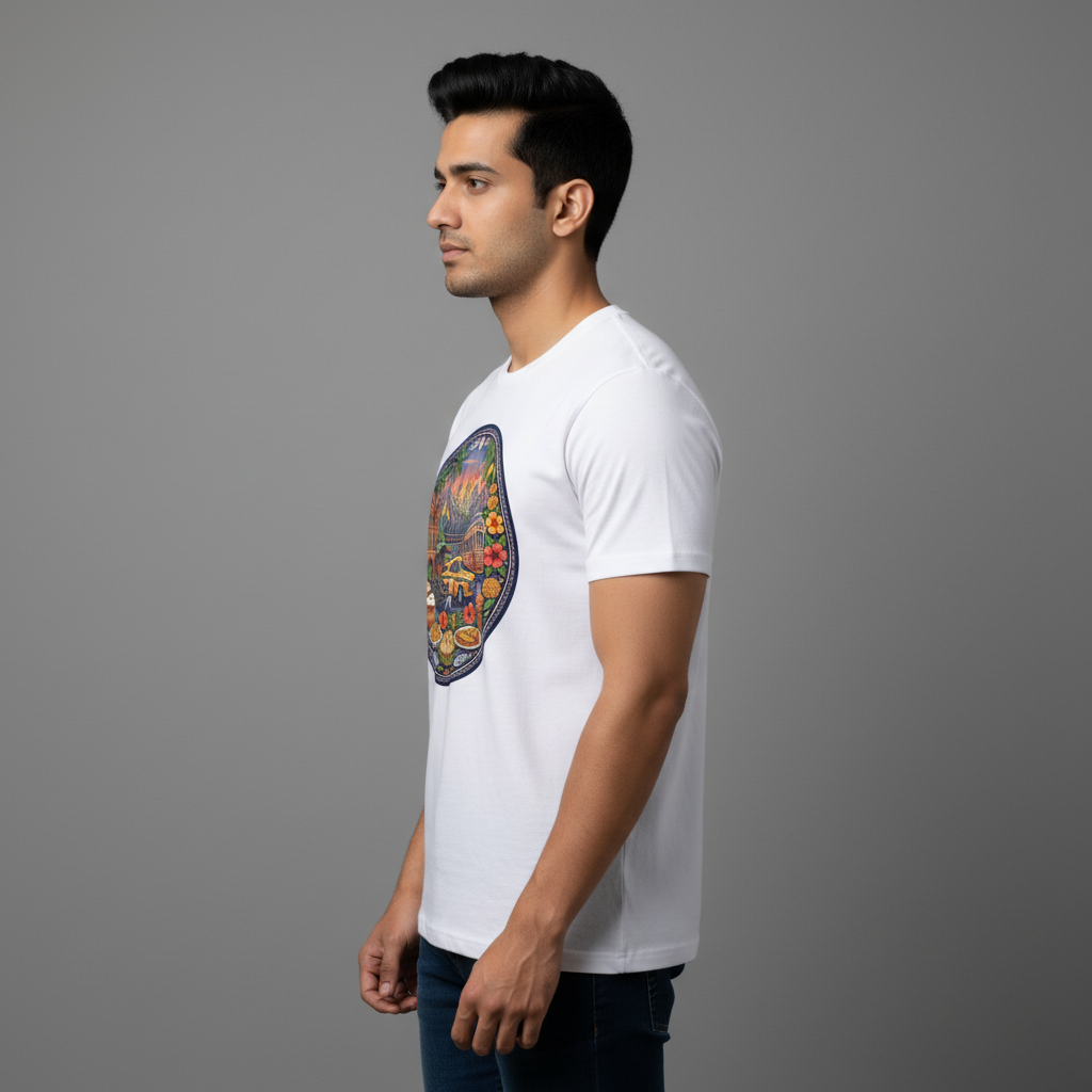 Somokriti Unisex Premium Cotton Printed T-Shirt - The City of Joy | Regular Fit, Half Sleeve, Round Neck