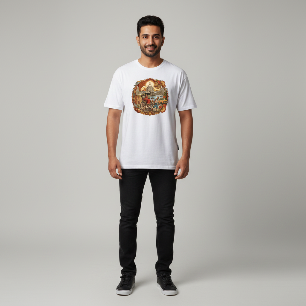 Somokriti Unisex Premium Cotton Printed T-Shirt - The Soul of Bengal | Regular Fit, Half Sleeve, Round Neck