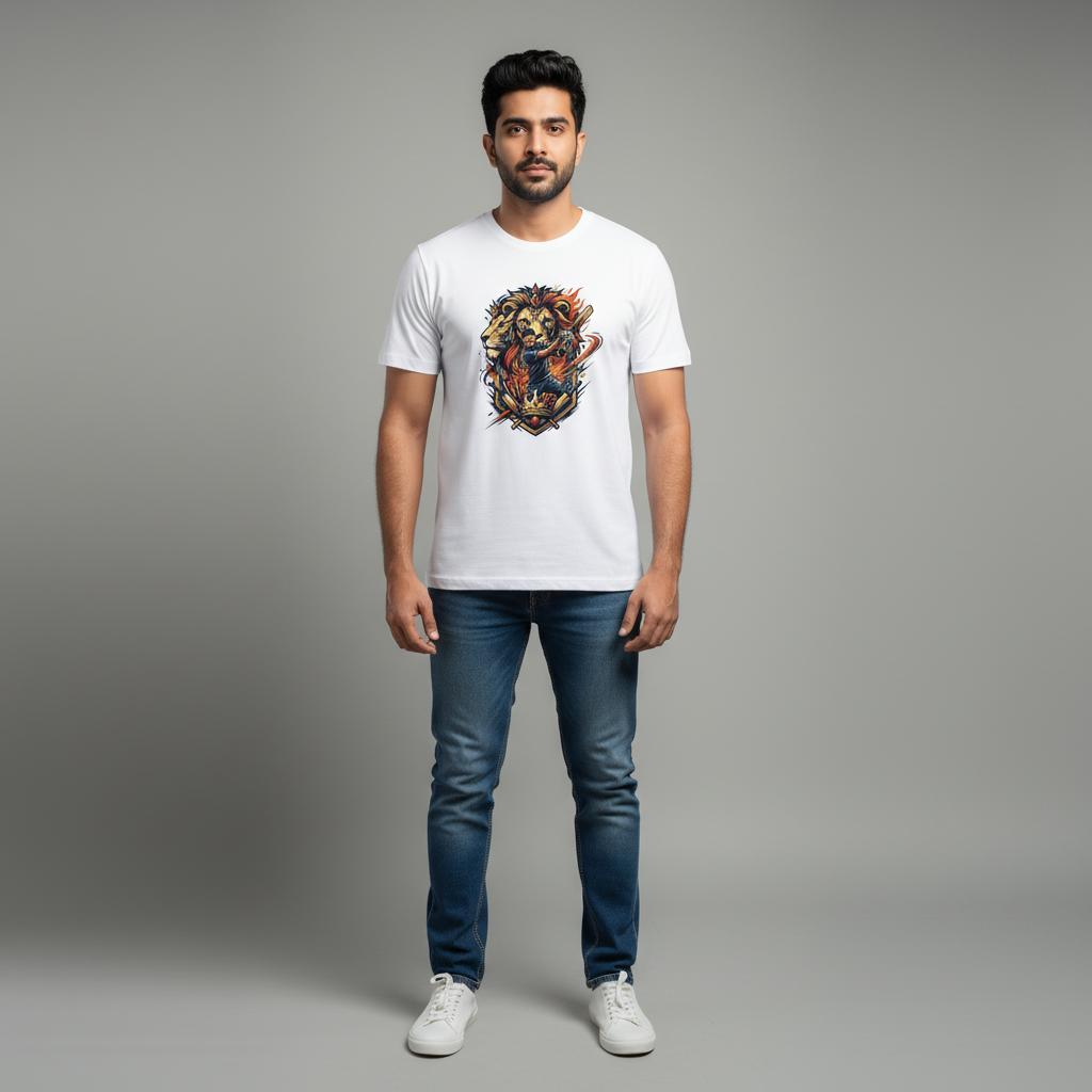 Somokriti Unisex Premium Cotton Printed T-Shirt - The King’s Roar | Regular Fit, Half Sleeve, Round Neck