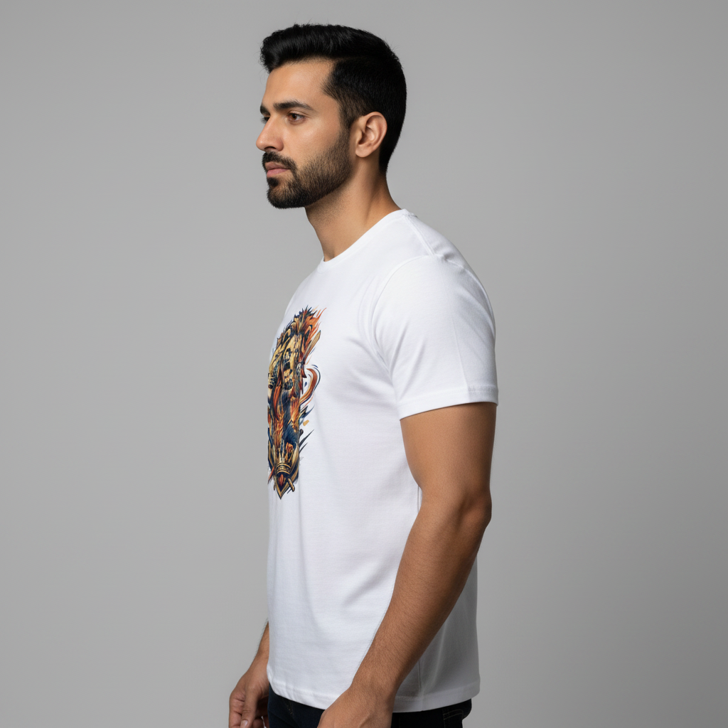 Somokriti Unisex Premium Cotton Printed T-Shirt - The King’s Roar | Regular Fit, Half Sleeve, Round Neck