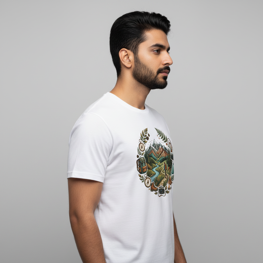 Somokriti Unisex Premium Cotton Printed T-Shirt - The Explorer's Compass | Regular Fit, Half Sleeve, Round Neck