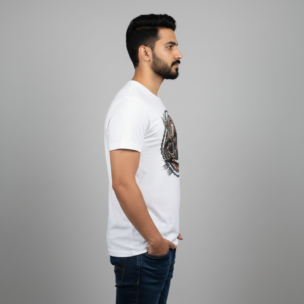 Somokriti Unisex Premium Cotton Printed T-Shirt - The Iron Rebel | Regular Fit, Half Sleeve, Round Neck