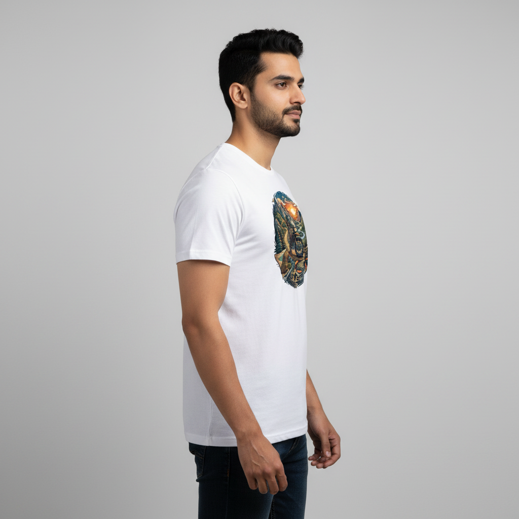 Somokriti Unisex Premium Cotton Printed T-Shirt - The Mountain Pass | Regular Fit, Half Sleeve, Round Neck