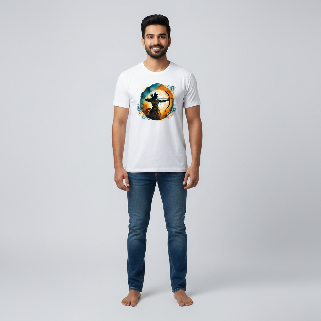 Somokriti Unisex Premium Cotton Printed T-Shirt - The Infinite Aim | Lord Rama | Regular Fit, Half Sleeve, Round Neck