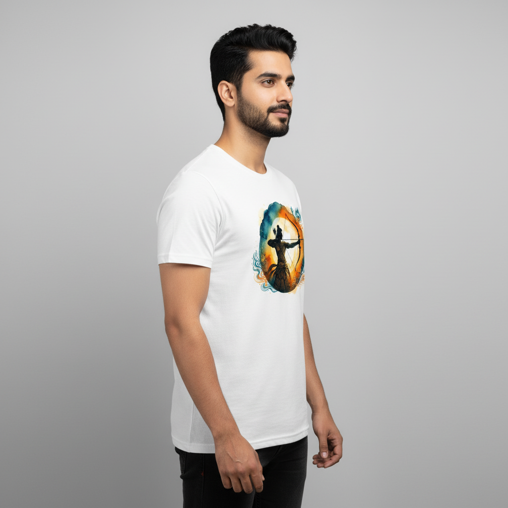 Somokriti Unisex Premium Cotton Printed T-Shirt - The Infinite Aim | Lord Rama | Regular Fit, Half Sleeve, Round Neck