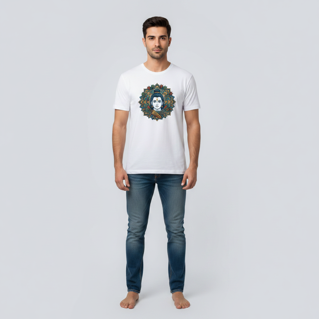 Somokriti Unisex Premium Cotton Printed T-Shirt - The Dharma Warrior | Regular Fit, Half Sleeve, Round Neck
