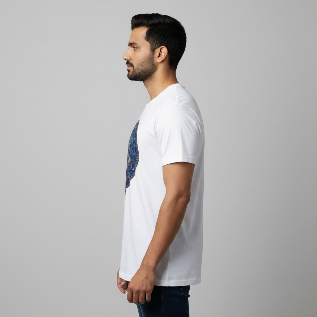Somokriti Unisex Premium Cotton Printed T-Shirt - The Cosmic Trishul Mandala | Regular Fit, Half Sleeve, Round Neck
