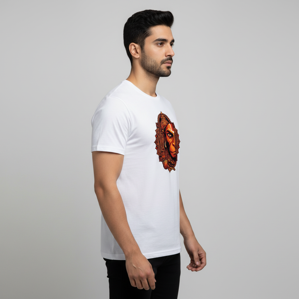 Somokriti Unisex Premium Cotton Printed T-Shirt - The Mighty Bajrangi | Regular Fit, Half Sleeve, Round Neck