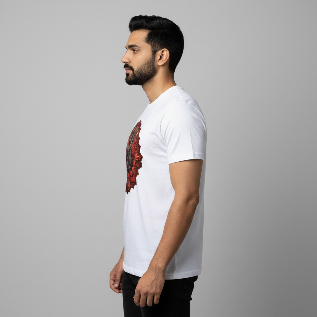 Somokriti Unisex Premium Cotton Printed T-Shirt - The Shakti Mandala | Fierce Grace Maa Durga | Regular Fit, Half Sleeve, Round Neck