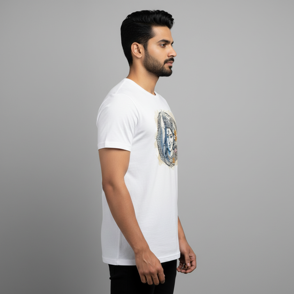 Somokriti Unisex Premium Cotton Printed T-Shirt - The Divine Union | Ardhanarishvara Shiva-Shakti | Regular Fit, Half Sleeve, Round Neck