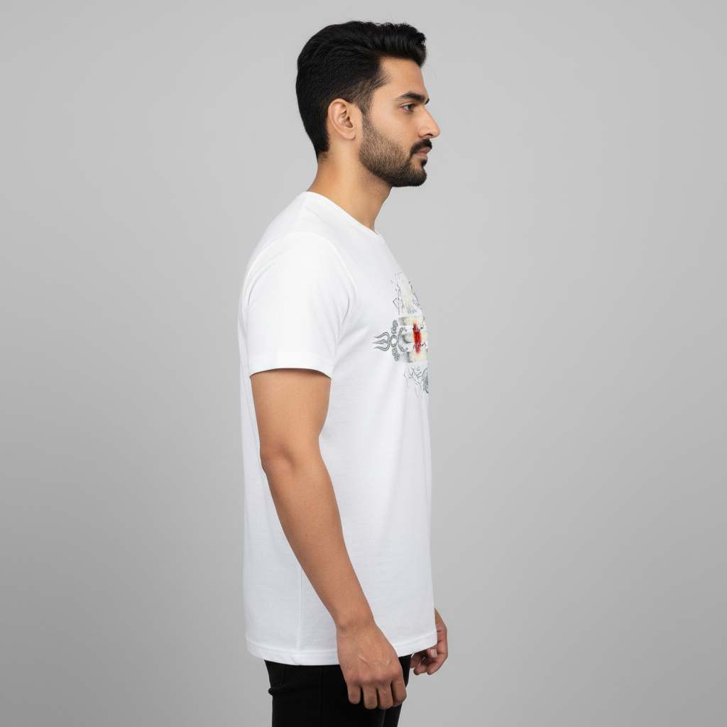 Somokriti Unisex Premium Cotton Printed T-Shirt - The Cosmic Awakening | Mahadev Third Eye | Regular Fit, Half Sleeve, Round Neck