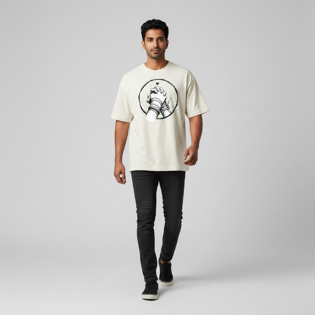 Somokriti Premium Cotton Printed T-Shirt - Eternal Promise | Oversized Fit, Half Sleeve, Round Neck | Unisex