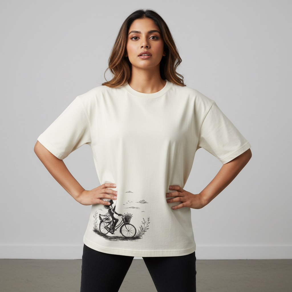 Somokriti Premium Cotton Printed T-Shirt - Endless Journey | Oversized Fit, Half Sleeve, Round Neck | Unisex