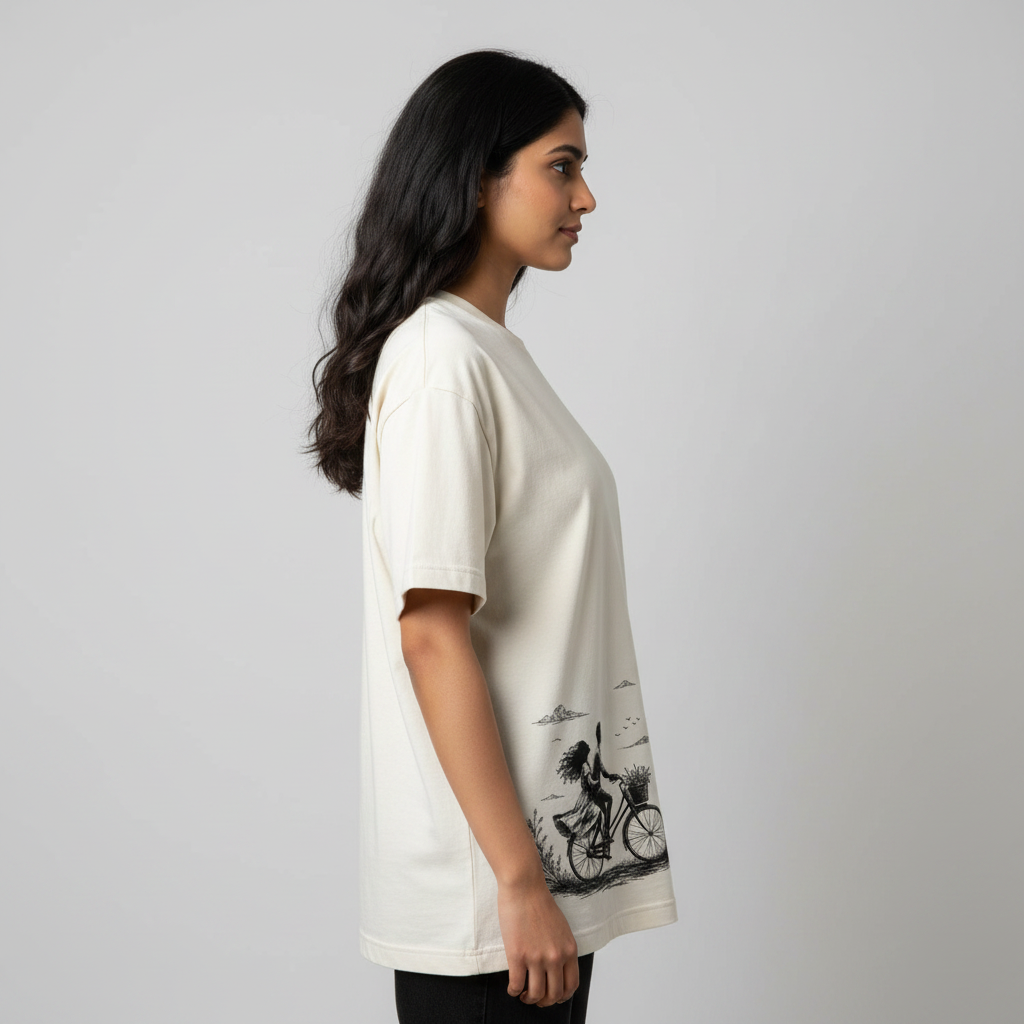 Somokriti Premium Cotton Printed T-Shirt - Endless Journey | Oversized Fit, Half Sleeve, Round Neck | Unisex