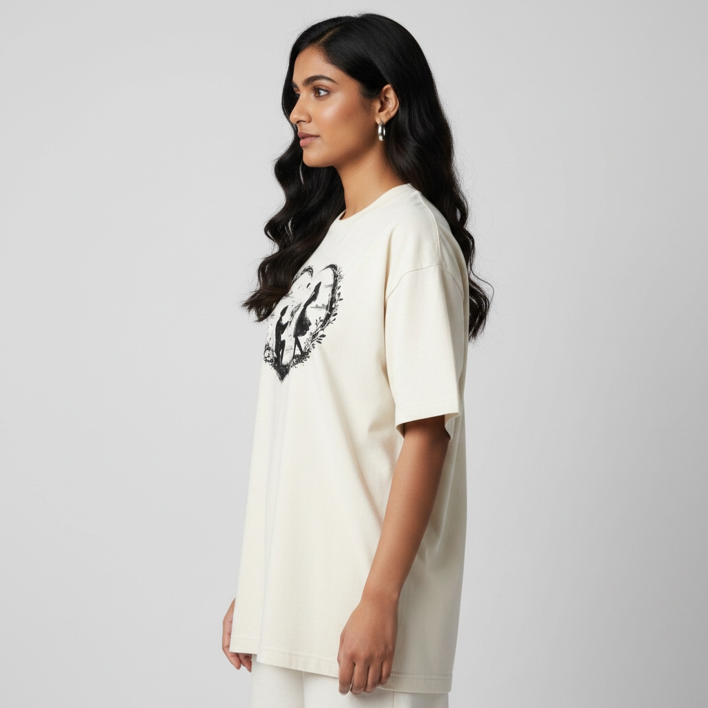 Somokriti Premium Cotton Printed T-Shirt - Forever Promise | Oversized Fit, Half Sleeve, Round Neck | Unisex
