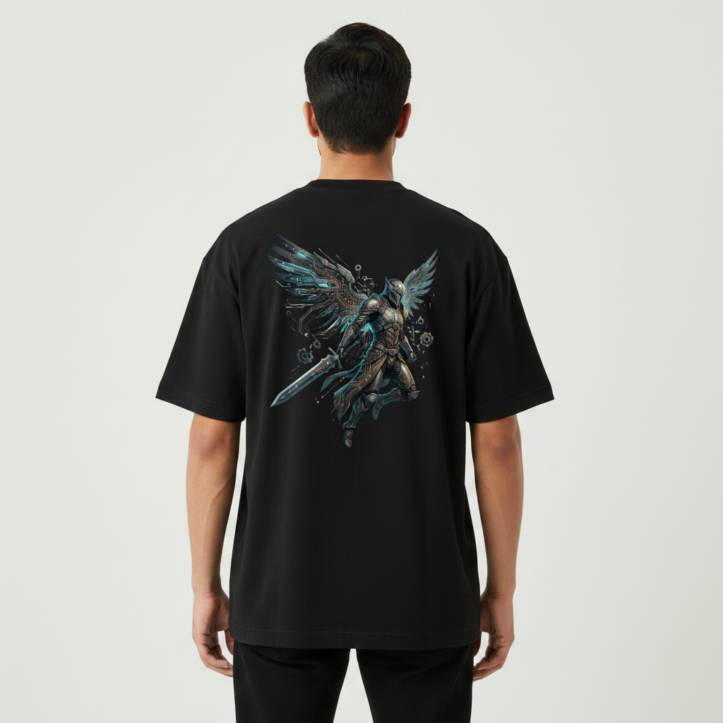 Somokriti Premium Cotton Printed T-Shirt - Nova Guardian | Oversized Fit, Half Sleeve, Round Neck | Unisex
