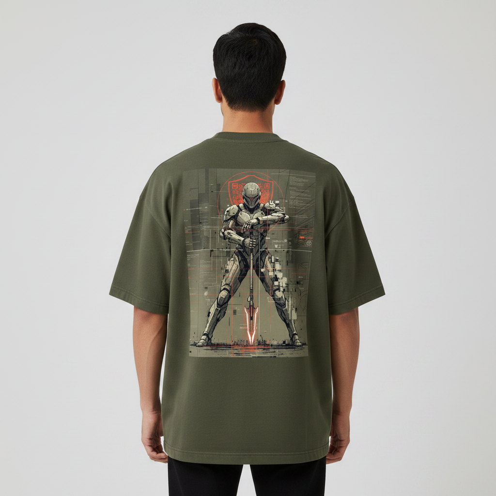 Somokriti Premium Cotton Printed T-Shirt - Iron Vanguard | Oversized Fit, Half Sleeve, Round Neck | Unisex