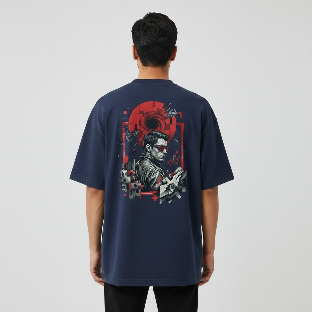 Somokriti Premium Cotton Printed T-Shirt - Neon Maverick | Oversized Fit, Half Sleeve, Round Neck | Unisex