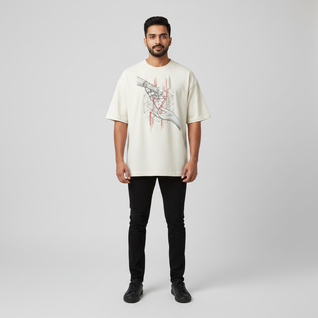 Somokriti Premium Cotton Printed T-Shirt - Synthetic Touch | Oversized Fit, Half Sleeve, Round Neck | Unisex