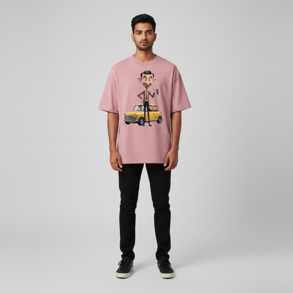 Somokriti Premium Cotton Printed T-Shirt - Bean Adventures | Oversized Fit, Half Sleeve, Round Neck | Unisex