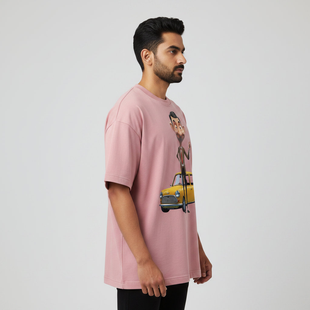 Somokriti Premium Cotton Printed T-Shirt - Bean Adventures | Oversized Fit, Half Sleeve, Round Neck | Unisex