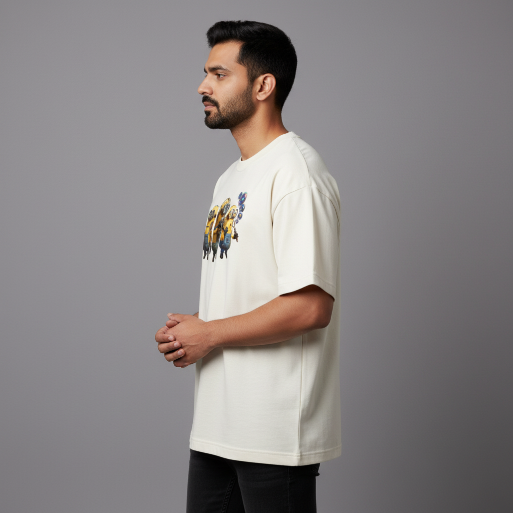 Somokriti Premium Cotton Printed T-Shirt - Minion Mischief | Oversized Fit, Half Sleeve, Round Neck | Unisex
