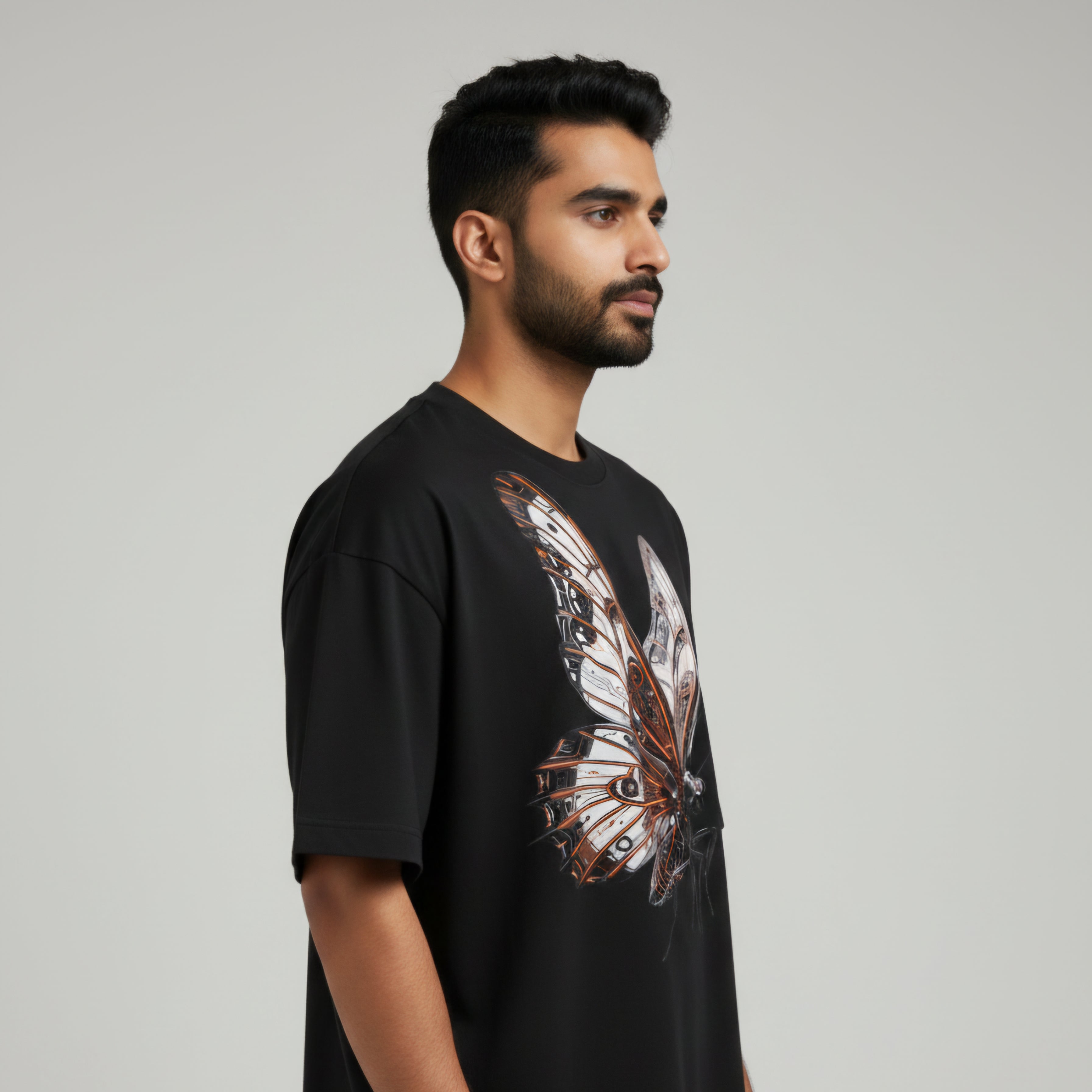 Somokriti Premium Cotton Printed T-Shirt - Cyber Metamorph | Oversized Fit, Half Sleeve, Round Neck | Unisex
