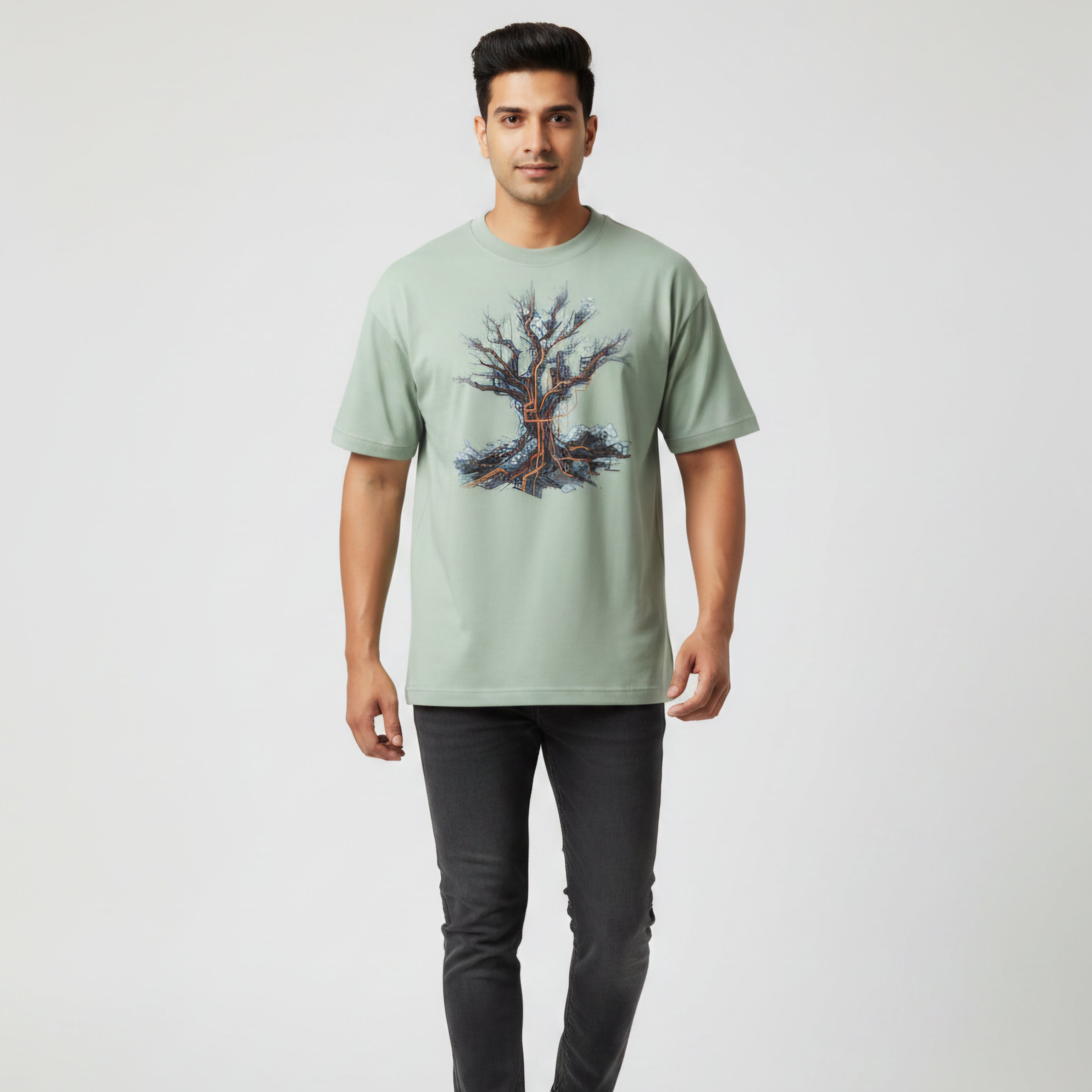Somokriti Premium Cotton Printed T-Shirt - Quantum Roots | Oversized Fit, Half Sleeve, Round Neck | Unisex