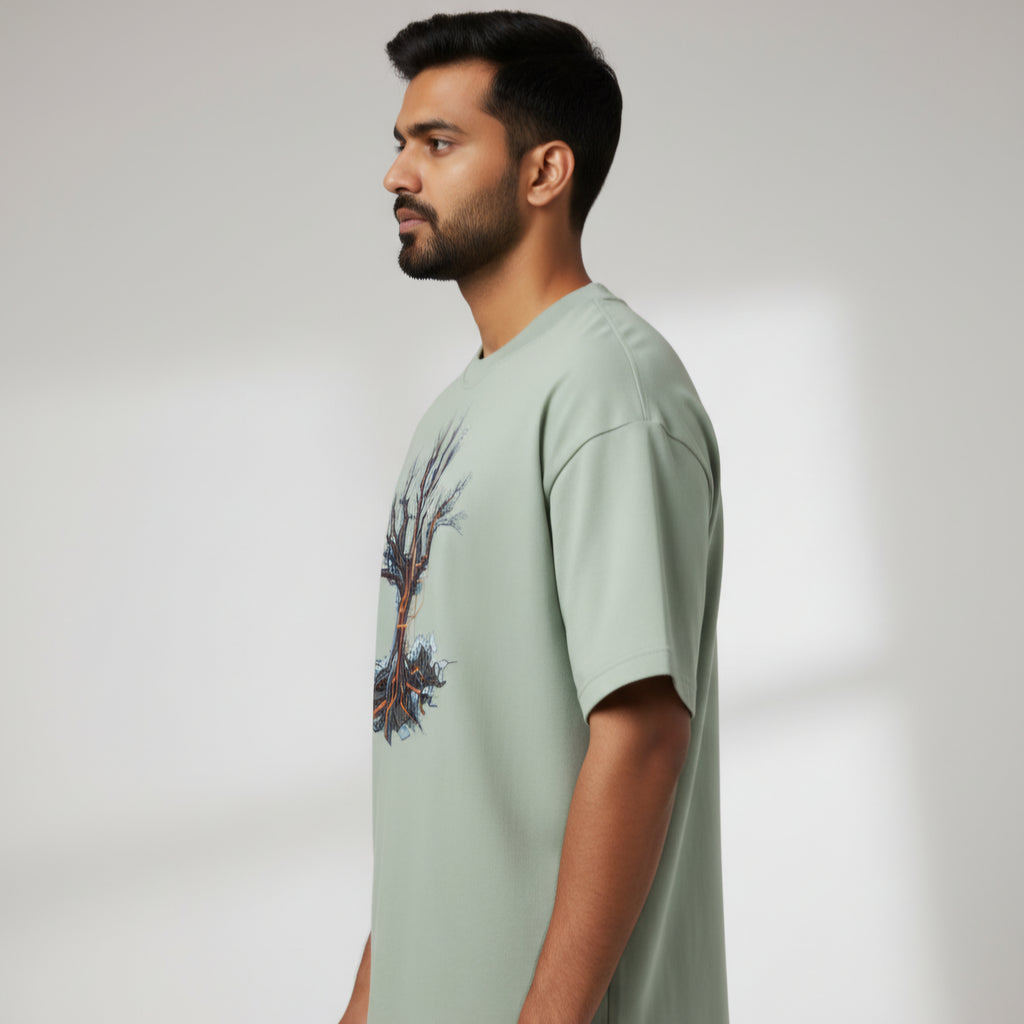 Somokriti Premium Cotton Printed T-Shirt - Quantum Roots | Oversized Fit, Half Sleeve, Round Neck | Unisex