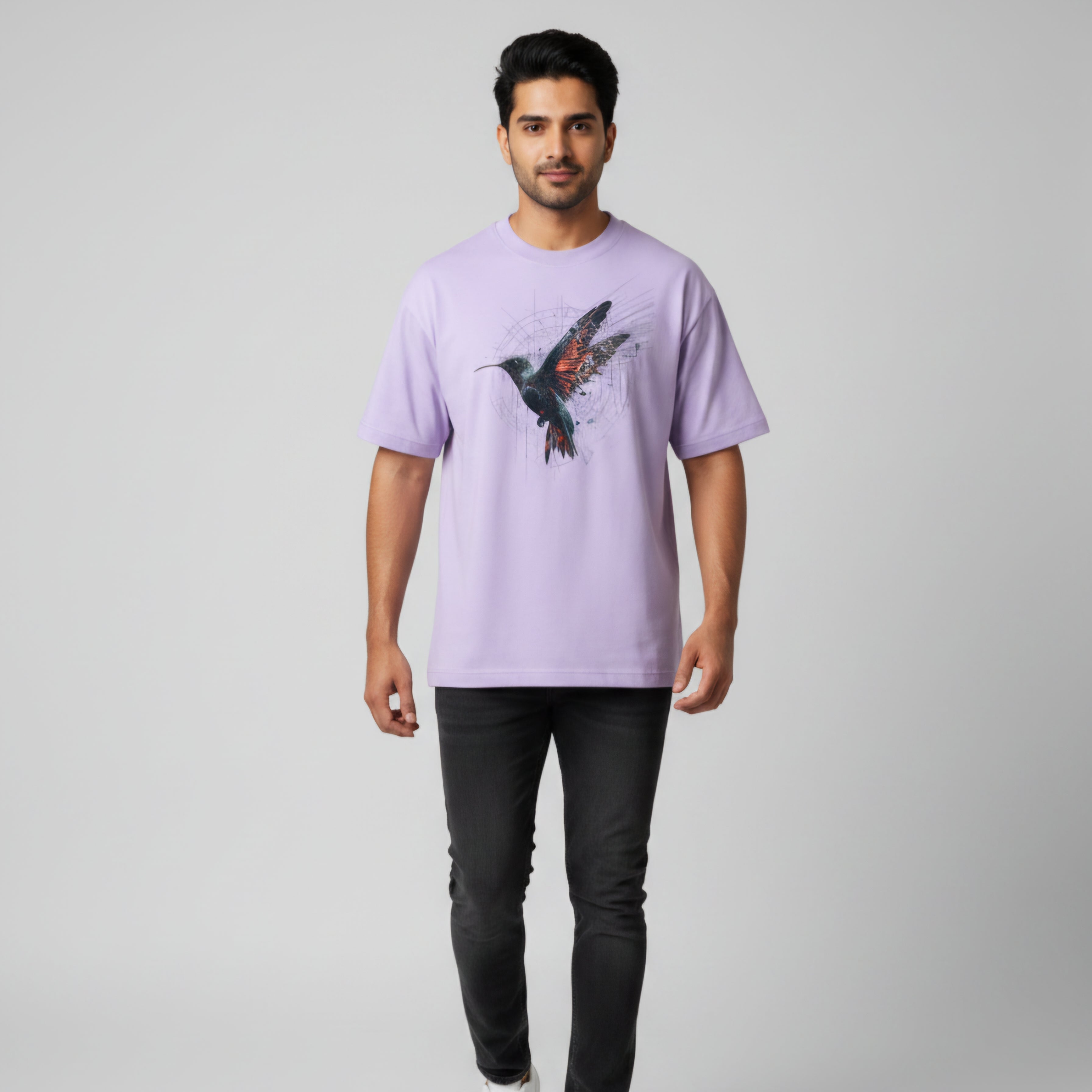 Somokriti Premium Cotton Printed T-Shirt - Velocity Wings | Oversized Fit, Half Sleeve, Round Neck | Unisex