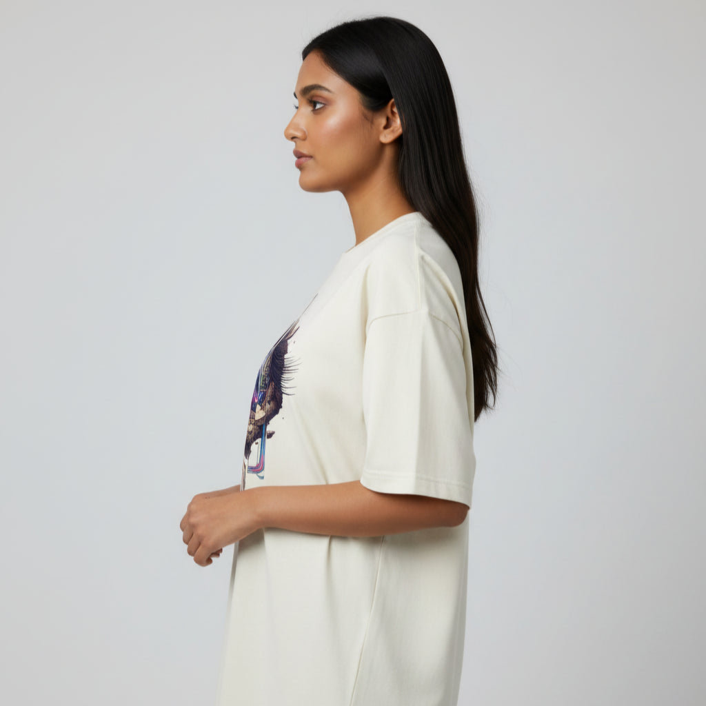 Somokriti Premium Cotton Printed T-Shirt - Digital Vision | Oversized Fit, Half Sleeve, Round Neck | Unisex