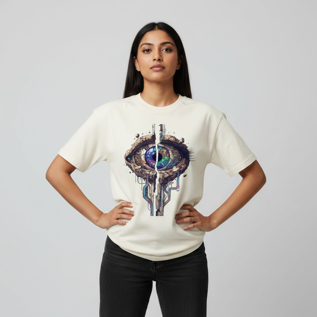 Somokriti Premium Cotton Printed T-Shirt - Digital Vision | Oversized Fit, Half Sleeve, Round Neck | Unisex (Copy)